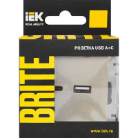 Розетка USB встраиваемая IEK Brite РЮ11-1-БрШ цвет шампань