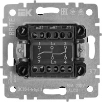 Выключатель проходной встраиваемый IEK Brite 2 клавиши цвет сталь