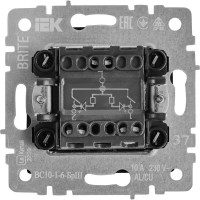 Выключатель встраиваемый IEK Brite 2 клавиши с индикатором цвет шампань