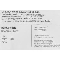 Выключатель встраиваемый IEK Brite 2 клавиши цвет шампань