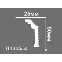 Плинтус потолочный полистирол для натяжного потолка под светодиодную ленту Де-Багет П13 25/50 белый 25x50x2000 мм