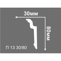 Плинтус потолочный полистирол для натяжного потолка под светодиодную ленту Де-Багет П 13 30/80 белый 30x80x2000 мм