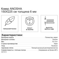 Ковер полиэстер Anosha 150х225 см цвет голубой