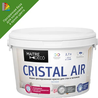 Краска декоративная Maitre Deco Cristal Air Antivirus матовая прозрачная база С 2.7 л