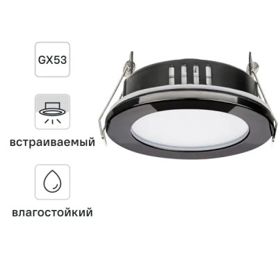 Светильник точечный встраиваемый влагозащищенный TDM Electric SQ0359-0114 под отверстие 80 мм 4 м² цвет черный