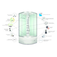Душевая кабина Domani-Spa Delight 1/4 круга с гидромассажем высокий поддон 90x90 см цвет хром