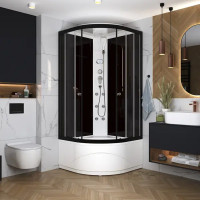 Душевая кабина Domani-Spa Delight 1/4 круга с гидромассажем высокий поддон 90x90 см цвет черный