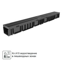 Канал с решеткой 1000x115x96 мм пластик цвет черный