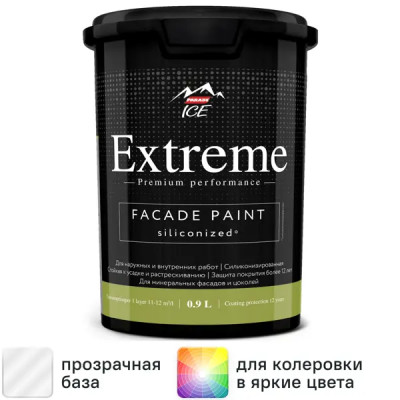 Краска фасадная Parade Extreme матовая прозрачная база С 0.9 л