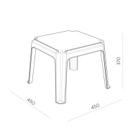 Столик для шезлонга квадратный 45x45 см белый