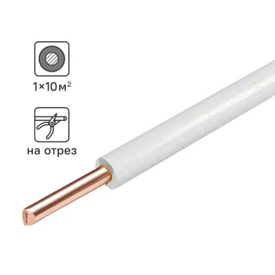 Провод TDM Electric ПуВнг-LS 1x10 на отрез ГОСТ цвет белый
