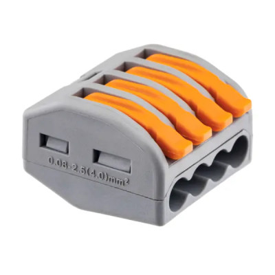 Клеммы соединительные монтажные с рычажком Duwi СМК 222-414 4-проводные 4мм² серые 5шт 26678 9