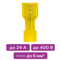 Разъем плоский мама Duwi РПИ-М(н) 6-6.3 мм 6 мм² цвет желтый 10 шт.