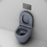 Комплект инсталляция с унитазом AM.PM Struktura Pulse Flash Clean с клавишей, безободковый, с микролифтом, цвет серый