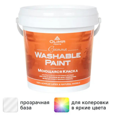 Краска для стен и потолков Olimp Гамма матовая прозрачная база C 0.9 л