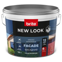 Краска фасадная Brite New Look матовая цвет белый база А 9 л