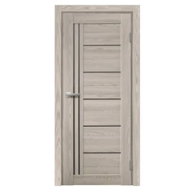 Дверь межкомнатная остекленная с замком и петлями в комплекте Новара Вертикаль 80x200 см ПВХ цвет ривьера