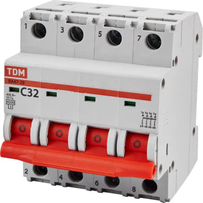 Автоматический выключатель TDM Electric ВА47-29 4Р C32 A 4.5 кА
