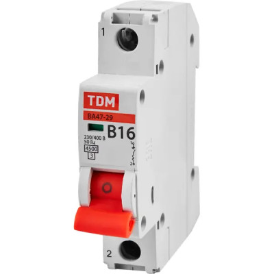 Автоматический выключатель TDM Electric ВА47-29 1Р B16 A 4.5 кА