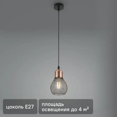 Светильник подвесной Freya FR4011PL-01BBS, 1 лампа, 4 м², цвет черный/золото