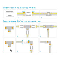 Коннекторы Apeyron 09-96 для светодиодной ленты 24 В IP20 Т-образный 3 клипсы