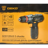 Дрель-шуруповерт аккумуляторная Deko GCD12DU3 063-4114, 12 В Li-ion 1x1.5 Ач