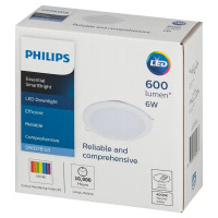 Светильник точечный светодиодный встраиваемый Philips LED6 под отверстие 90 мм 1 м² нейтральный белый свет, цвет белый