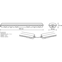 Светильник линейный влагозащищенный Gauss СПП-Т8-G13 Lite 1x600 мм, под светодиодную лампу