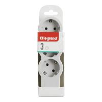 Колодка для удлинителя Legrand Стандарт 3 розетки с заземлением 3680 Вт цвет белый/серый