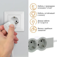 Удлинитель бытовой Legrand Стандарт 3 розетки с заземлением 3х1.5 мм 5 м 3680 Вт цвет бело-серый