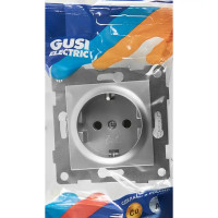 Розетка встраиваемая Gusi Electric Ugra с заземлением цвет серебро