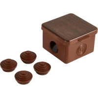 Распределительная коробка открытая TDM 65x65x50 мм 4 ввода IP54 цвет венге