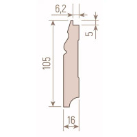 Цоколь МДФ Вайнскот Т-008-16-105 белый 2070x105x16 мм