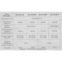 Циркулярная пила Ресанта ДП-190/1800, 190 мм, 1800 Вт
