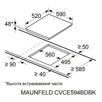 Электрическая варочная панель Maunfeld CVCE594BDBK 59 см 4 конфорки цвет черный