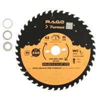 Диск пильный по дереву Rage Furious 42Т 250x30x2.4 мм, кольца 25.4/20/16