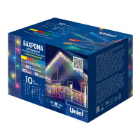Гирлянда светодиодная бахрома Uniel электрическая 10 м разноцветный свет 1 режим 480 ламп цвет прозрачный