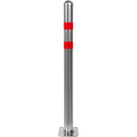 Парковочный столбик стальной, 5.7x75 см на площадке серебристо-красный