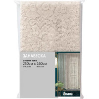 Тюль на ленте для кухни Лиана 250x160 см цвет экрю