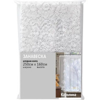 Тюль на ленте для кухни Каролина 250x160 см цвет белый