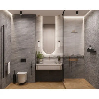 Плитка настенная Gracia Ceramica Fog 25x60 см 1.2 м² матовая с sugar эффектом цвет темно-серый