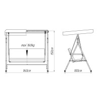 Качели садовые 2-х местные 160 кг цвет серый