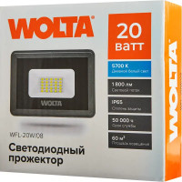 Прожектор светодиодный уличный Wolta 20 Вт 5700К IP65 нейтральный белый свет