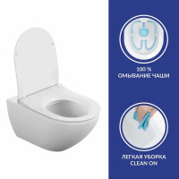 Комплект инсталляция Cersanit Vector 64577 с унитазом Street Fusion Clean On безободковый с микролифтом клавиша Blick черная