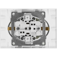 Розетка двойная встраиваемая Gusi Electric с заземлением со шторкой цвет белый