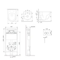 Комплект инсталляция с унитазом AM.PM Struktura FlashClean IS70151.9S1700, безободковый, с микролифтом, клавиша Pro цвет хром