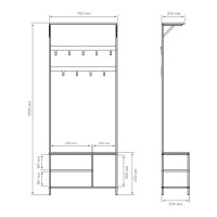 Прихожая Март Отто 75x189x30 см 3 полки сталь цвет черный