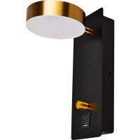 Настенный светильник светодиодный Freya Sol FR5346WL-L5BBZ 7 Вт USB цвет черный/латунь