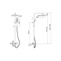 Душевая система Iddis Flow FL3BL3Fi06, со смесителем, 1 режим, цвет черный матовый