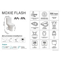 Унитаз-компакт AM.PM Moxie Flash Clean C9M8600SC, безободковый, сиденье с микролифтом, двойной смыв